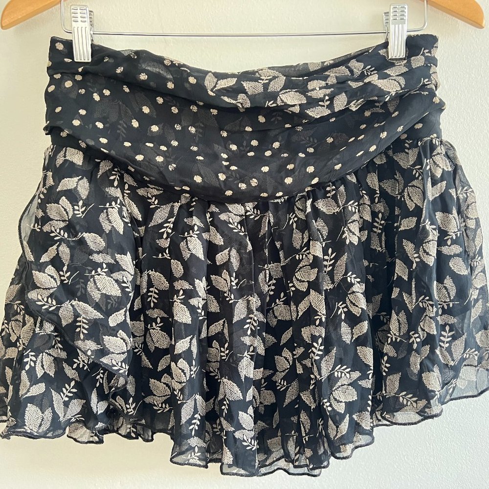 ISABEL MARANT ETOILE, SKIRT, SMOCKED, BLACK & NEUTRAL PRINT
